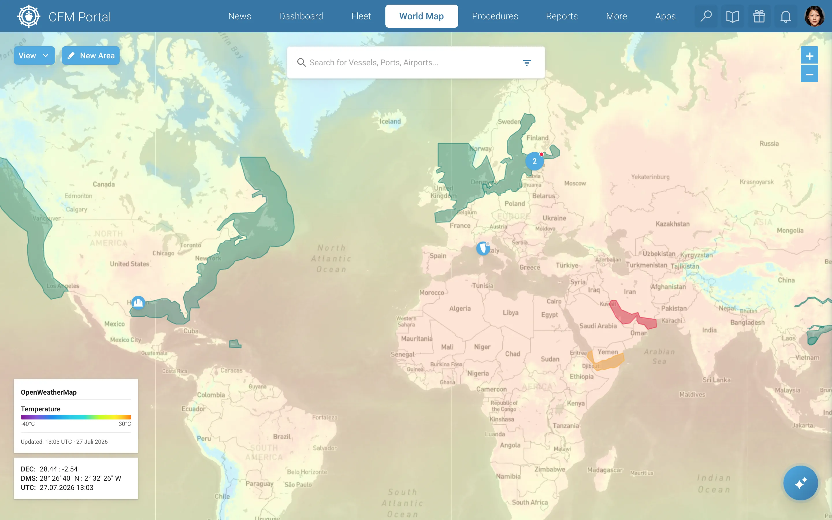Screenshot of CFM World Map